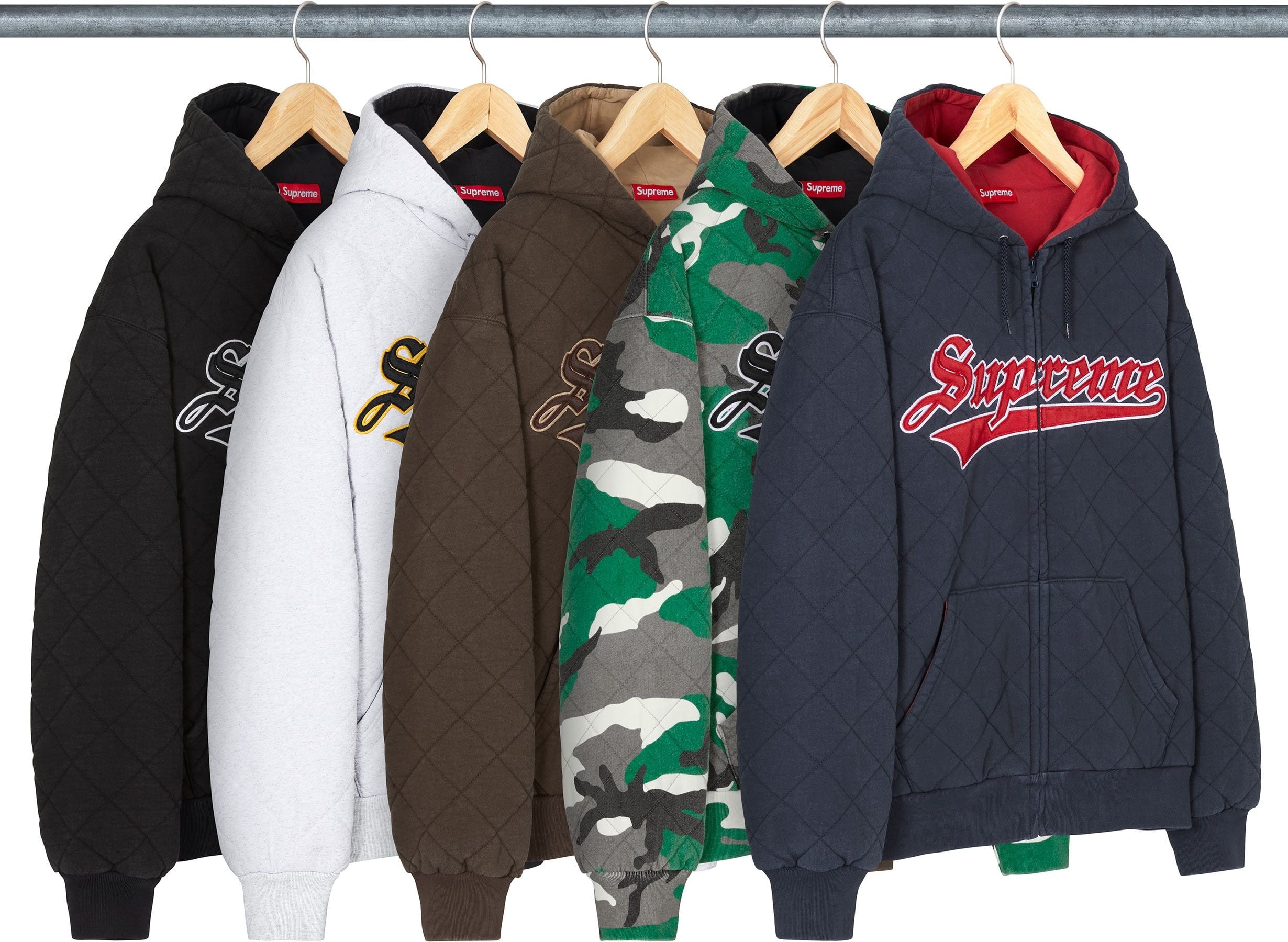 Quilted Zip Up Hooded Sweatshirt